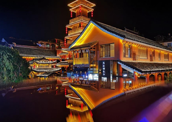 A scenic view of xifu_old_street_cultural_tourism_scenic_area