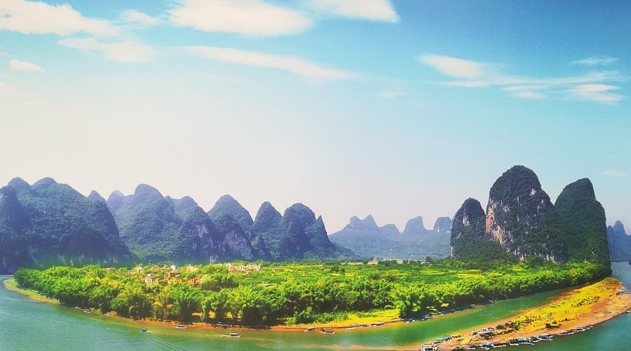 A scenic view of xingping ancient town