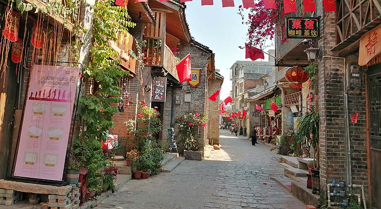 A scenic view of xingping ancient town