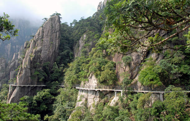 A scenic view of Xiu Jiang Ancient Cliff Tomb Group