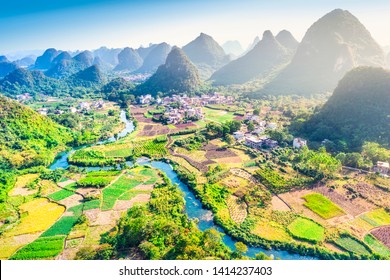A scenic view of yangshuo scenic area