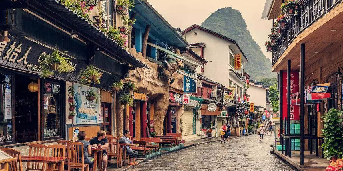A scenic view of yangshuo west street