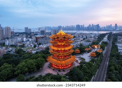 A scenic view of Yellow Crane Tower