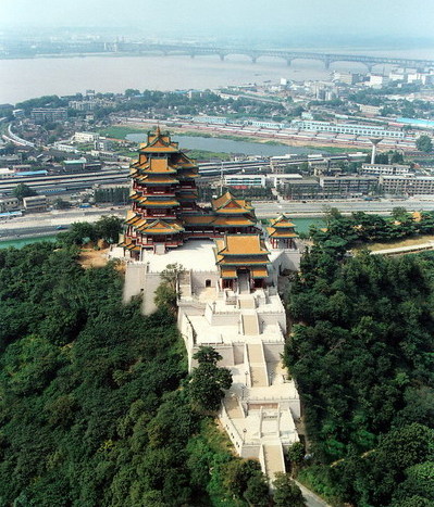 A scenic view of Yellow Crane Tower