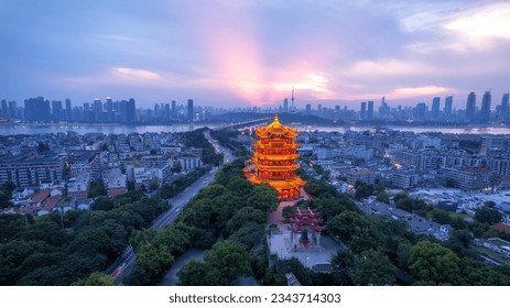 A scenic view of Yellow Crane Tower