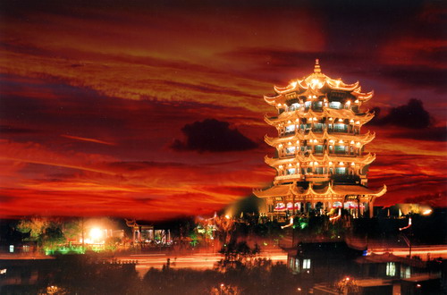 A scenic view of Yellow Crane Tower