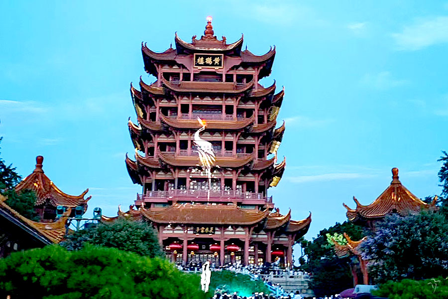 A scenic view of Yellow Crane Tower