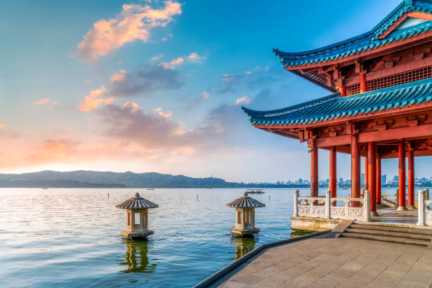 A scenic view of yingzhou west lake