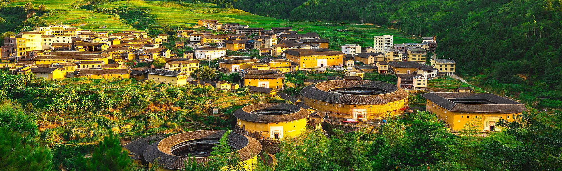 A scenic view of yongding tulou