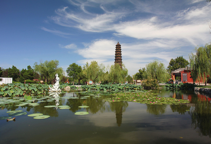A scenic view of Youguo Temple Iron Pagoda