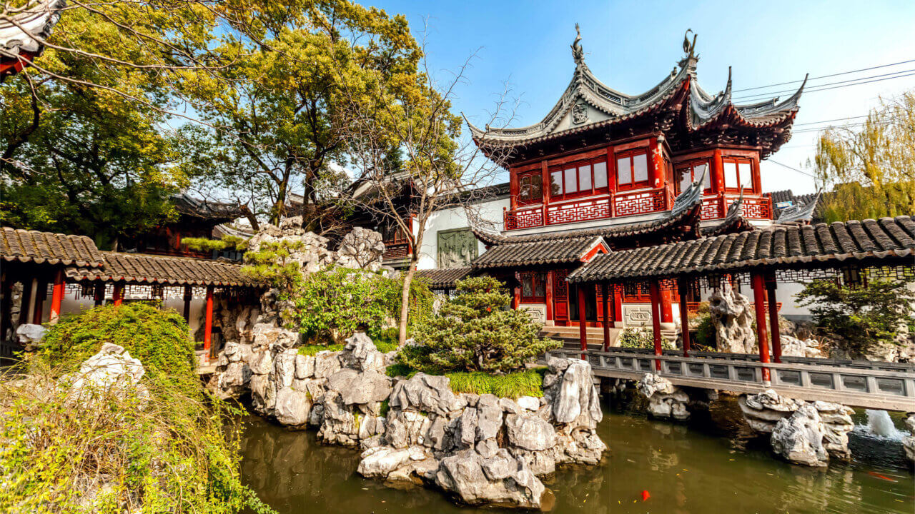 A scenic view of yu garden shanghai