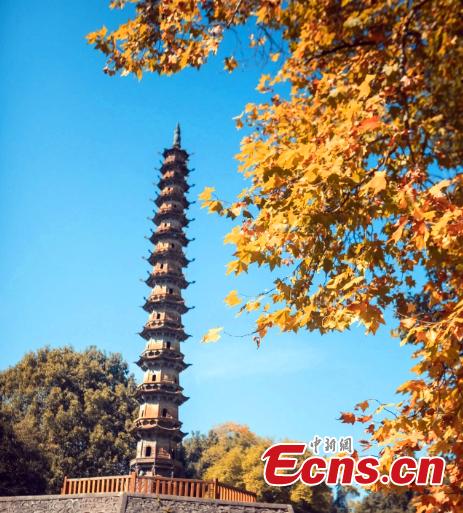 A scenic view of Yuquan Temple And Iron Pagoda
