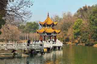 A scenic view of Yuquan Temple And Iron Pagoda