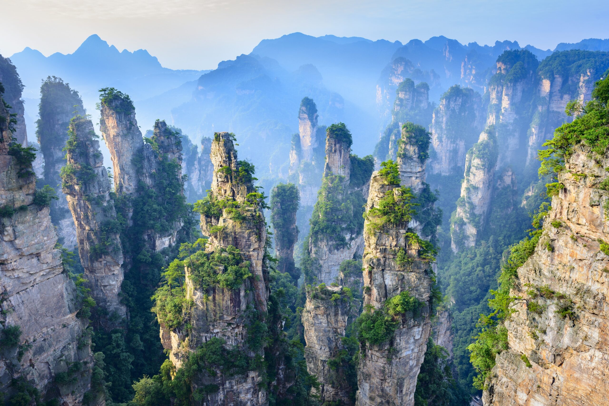 A scenic view of zhangjiajie wulingyuan