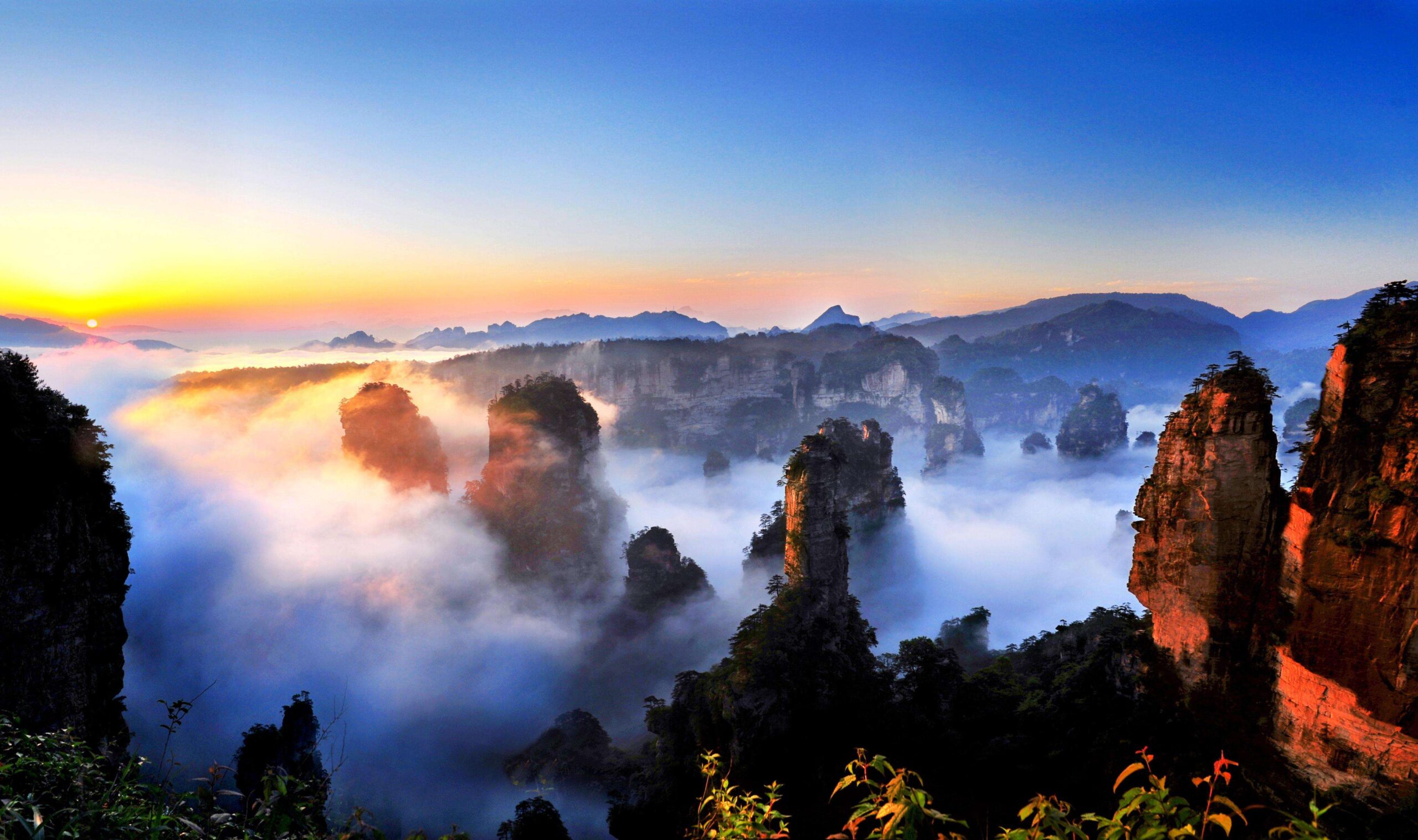 A scenic view of zhangjiajie wulingyuan