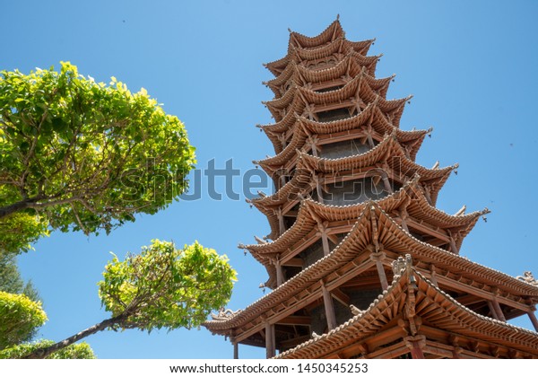 A scenic view of zhangye wooden pagoda