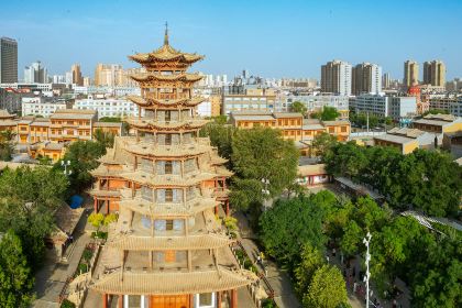 A scenic view of zhangye wooden pagoda