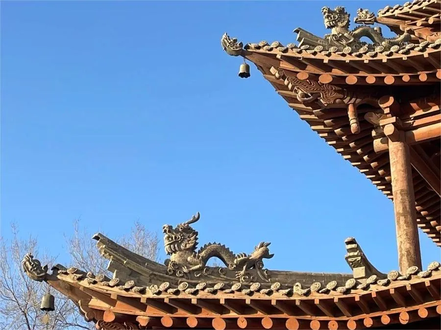 A scenic view of zhangye wooden pagoda