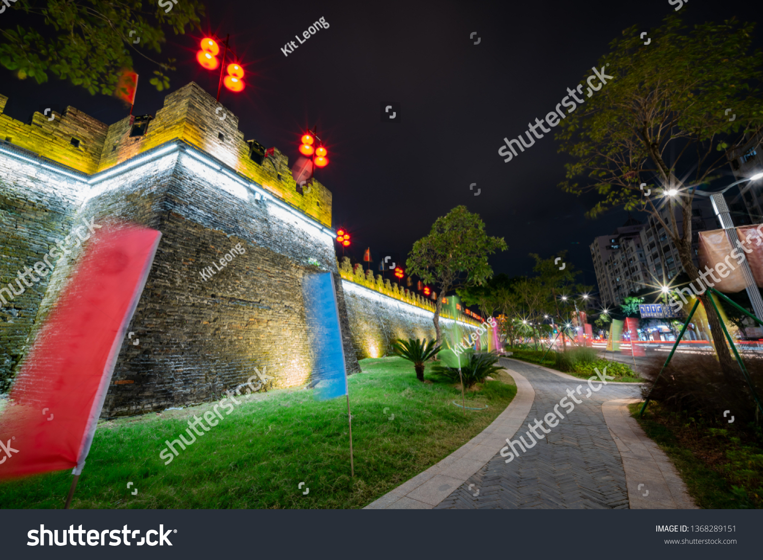 A scenic view of zhaoqing ancient city wall
