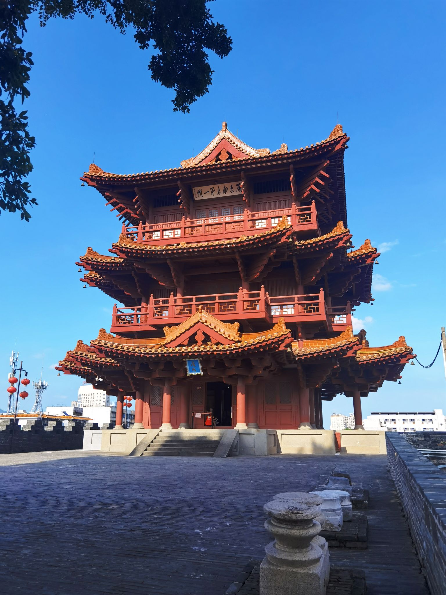 A scenic view of zhaoqing ancient city wall
