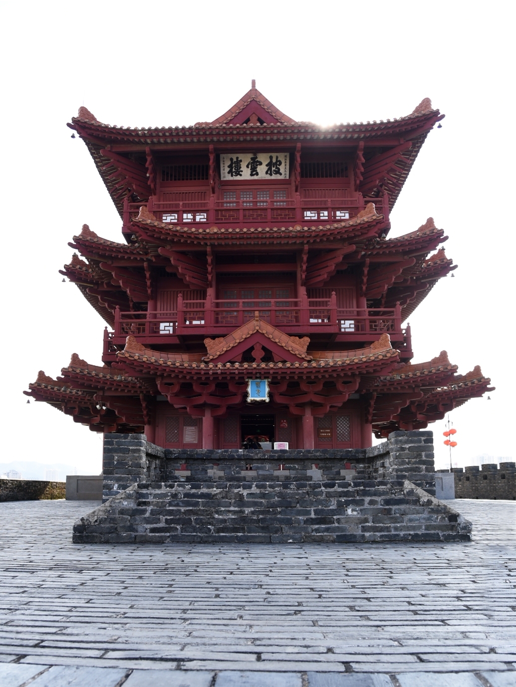 A scenic view of zhaoqing ancient city wall