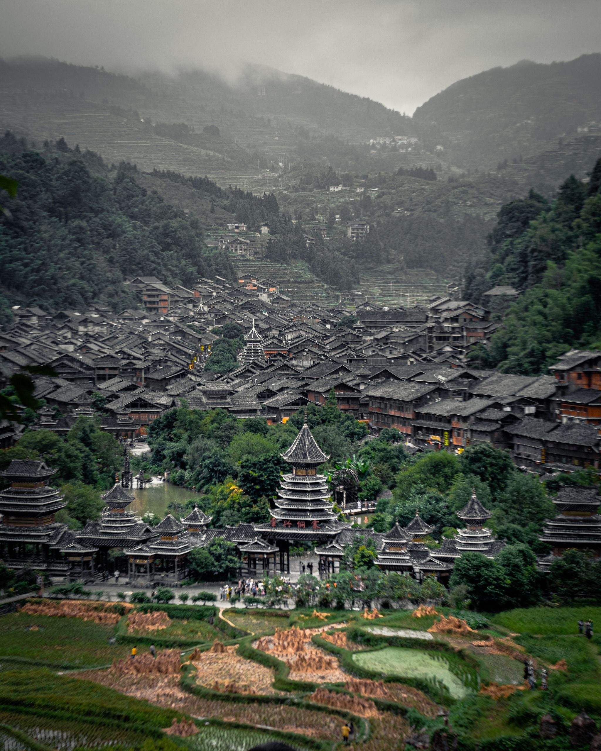 A scenic view of zhaoxing dong village