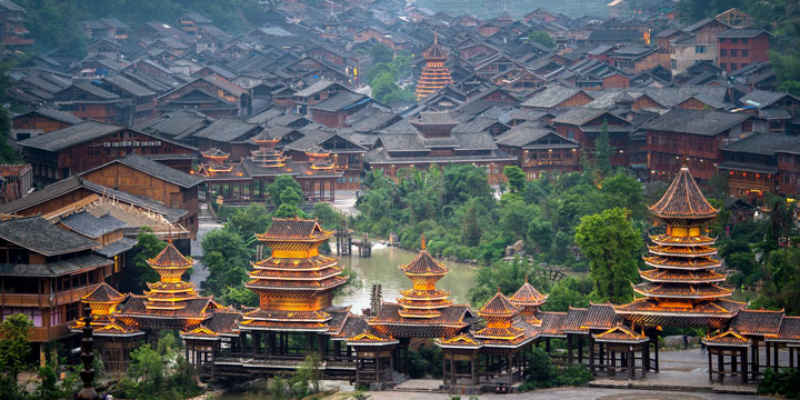 A scenic view of zhaoxing dong village
