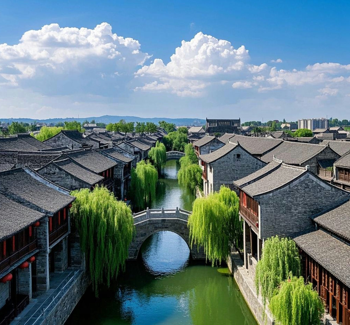 A scenic view of Zhoucun Ancient Commercial City